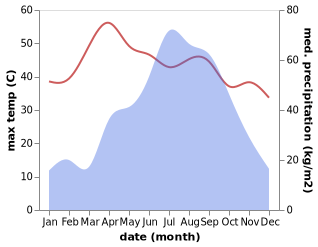 temperature and rainfall during the year in Jogbani