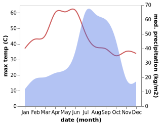 temperature and rainfall during the year in Barwadih