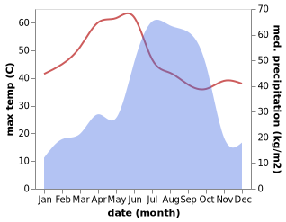 temperature and rainfall during the year in Dhanbad