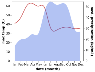 temperature and rainfall during the year in Bidar