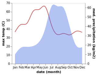 temperature and rainfall during the year in Barela