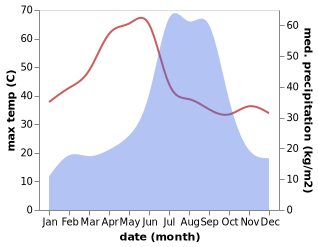 temperature and rainfall during the year in Barhi