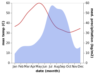 temperature and rainfall during the year in Bodri