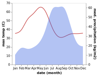 temperature and rainfall during the year in Ichhawar