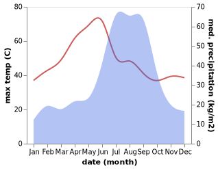 temperature and rainfall during the year in Naigarhi