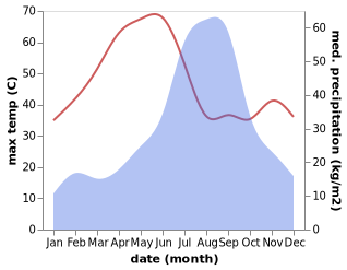 temperature and rainfall during the year in Raghogarh