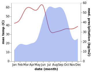 temperature and rainfall during the year in Buldana