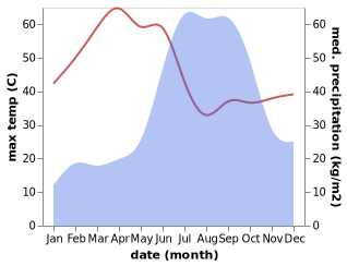 temperature and rainfall during the year in Chopda