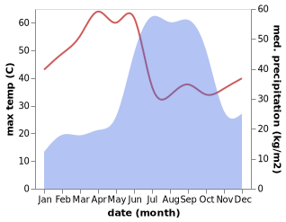 temperature and rainfall during the year in Washim