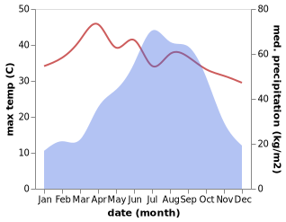 temperature and rainfall during the year in Mankachar