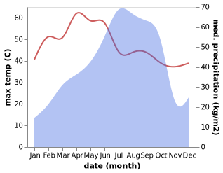 temperature and rainfall during the year in Bhuban