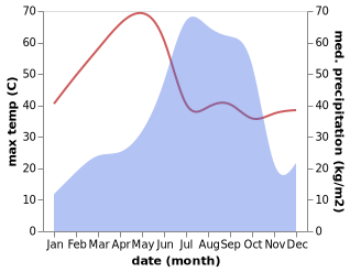 temperature and rainfall during the year in Burla