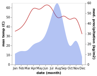 temperature and rainfall during the year in Bhuma