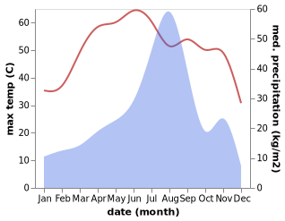 temperature and rainfall during the year in Chhapar