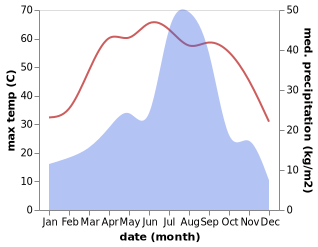 temperature and rainfall during the year in Padampur