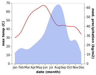 temperature and rainfall during the year in Tonk