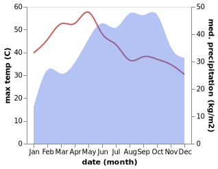 temperature and rainfall during the year in Denkanikota