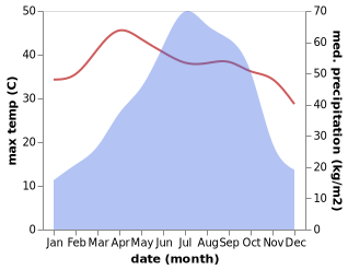 temperature and rainfall during the year in Ambasa