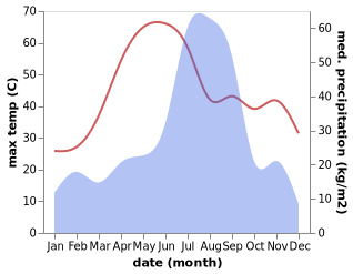 temperature and rainfall during the year in Babugarh