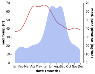 temperature and rainfall during the year in Bisenda Buzurg