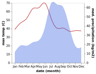 temperature and rainfall during the year in Chopan