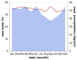 temperature and rainfall during the year in Bengkulu