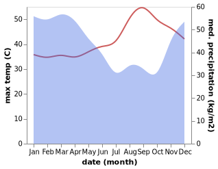 temperature and rainfall during the year in Babak