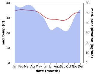 temperature and rainfall during the year in Bajingjowo