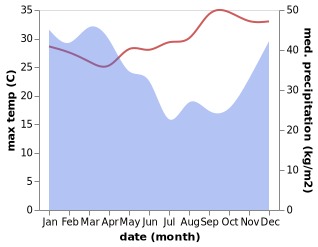 temperature and rainfall during the year in Curahlele Wetan