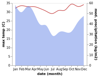 temperature and rainfall during the year in Baroh