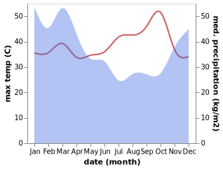 temperature and rainfall during the year in Billa