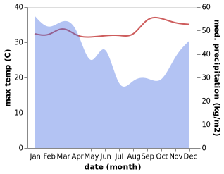 temperature and rainfall during the year in Bloro