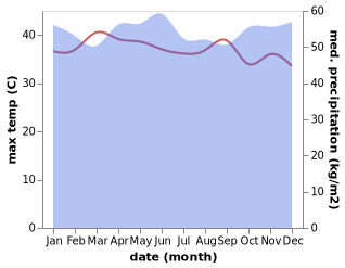 temperature and rainfall during the year in Bandar