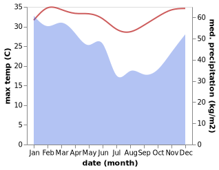 temperature and rainfall during the year in Baringwala