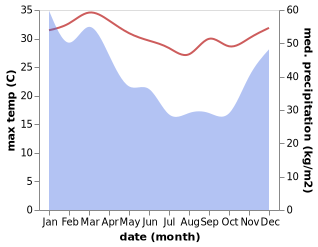 temperature and rainfall during the year in Baumata