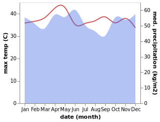 temperature and rainfall during the year in Kijang