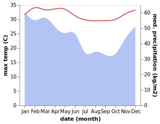 temperature and rainfall during the year in Kokar