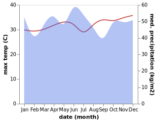 temperature and rainfall during the year in Manalu