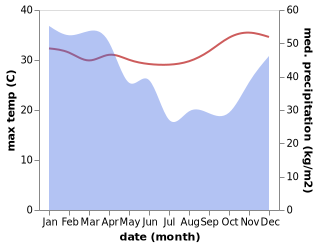 temperature and rainfall during the year in Nangaraba