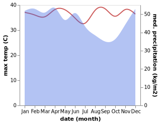 temperature and rainfall during the year in Padangulaktanding