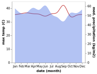 temperature and rainfall during the year in Sangasanga-dalam