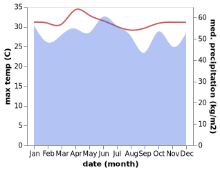 temperature and rainfall during the year in Sofifi