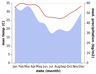 temperature and rainfall during the year in Tanglad