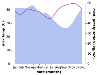 temperature and rainfall during the year in Terbanggi-besar