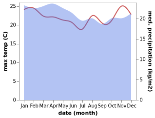 temperature and rainfall during the year in Tiom