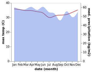 temperature and rainfall during the year in Warganusa