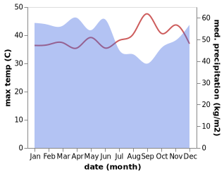 temperature and rainfall during the year in Belawan