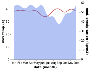 temperature and rainfall during the year in Kumai