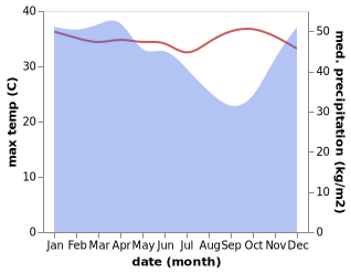 temperature and rainfall during the year in Pulaupanggung