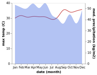 temperature and rainfall during the year in Namlea